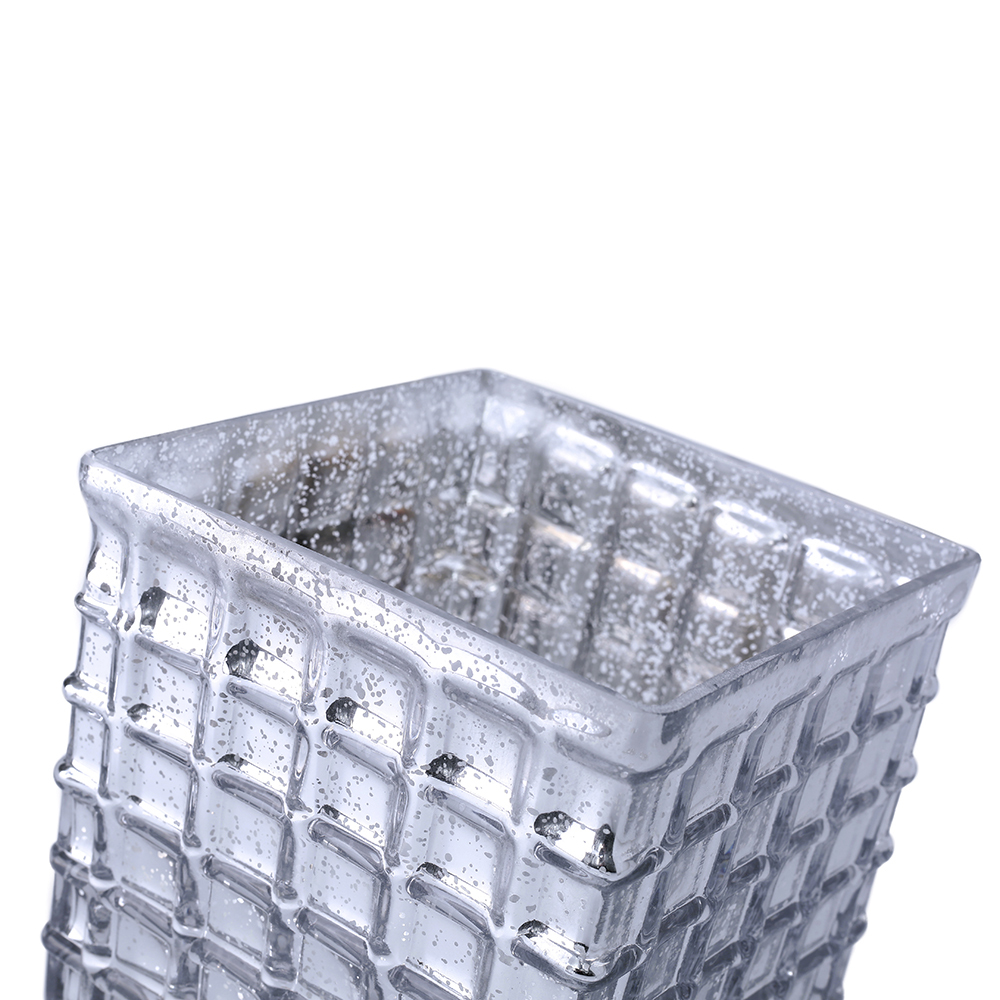 57057	 L6"W6"H6" - MERCURY GLASS VASE