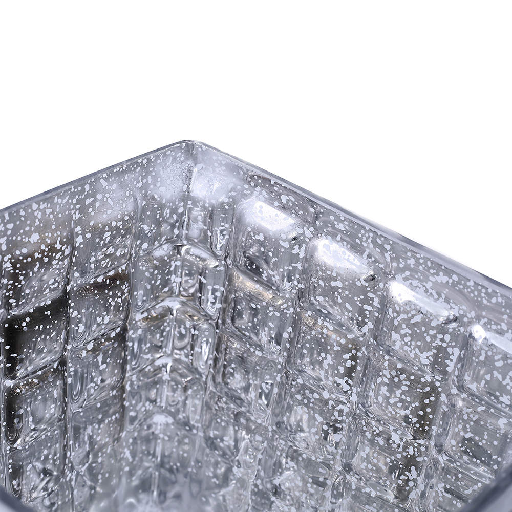 57057	 L6"W6"H6" - MERCURY GLASS VASE