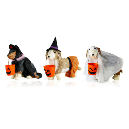 31641ASST	 L15.4"W4.9"H10" - COSTUME DOGS FIGURINES