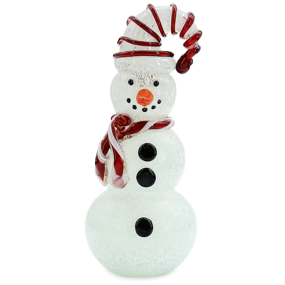 D4"H9.5" - GLASS SNOWMAN FIGURINE