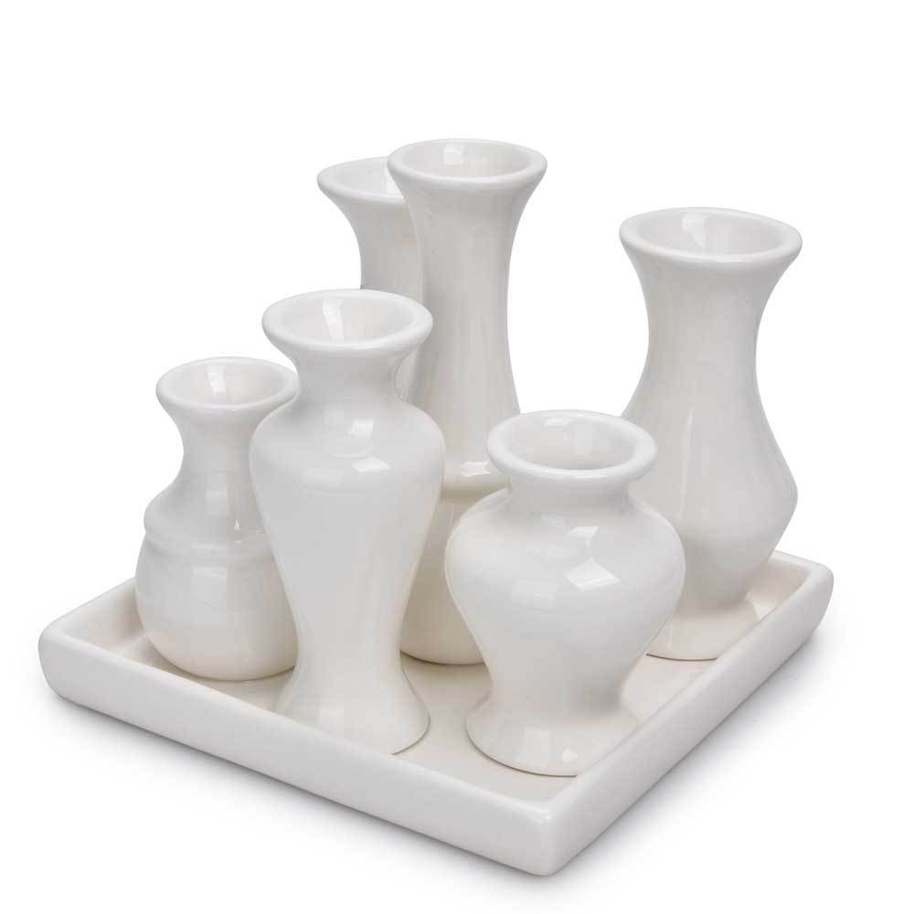 CA07044WH	 L6.3"W6.3"H5.6" - CERAMIC BUD VASE TRAY