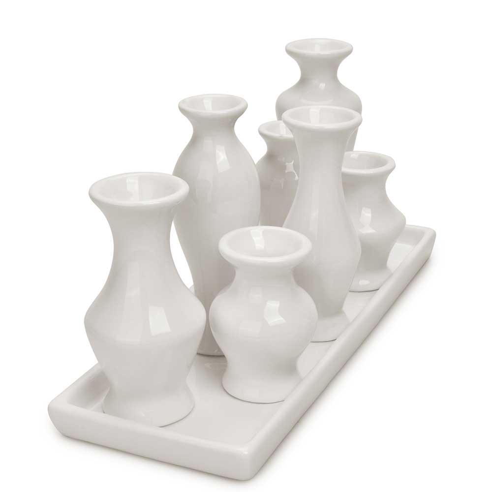CA07043WH	 L11.9"W4.4"H5.8" - CERAMIC BUD VASE TRAY