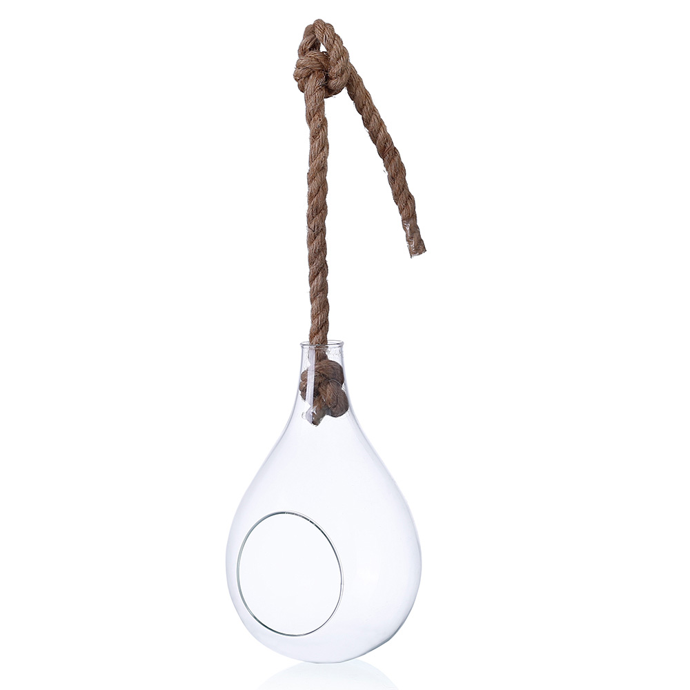 64514	 D5.5"H9" - TEARDROP HANGING ROPE TERRARIUM