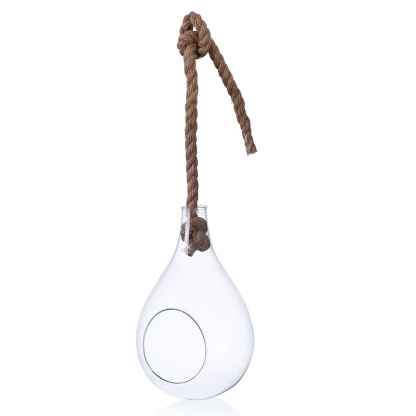 64514	 D5.5"H9" - TEARDROP HANGING ROPE TERRARIUM