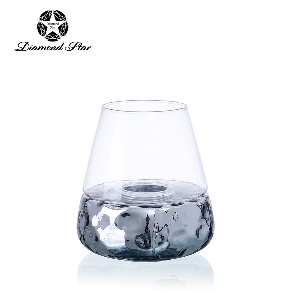 64853	 *D13.5"H17.5" - HURRICANE GLASS CANDLE HOLDER WITH TEXTURED