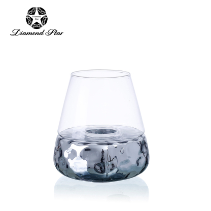 64853	 *D13.5"H17.5" - HURRICANE GLASS CANDLE HOLDER WITH TEXTURED