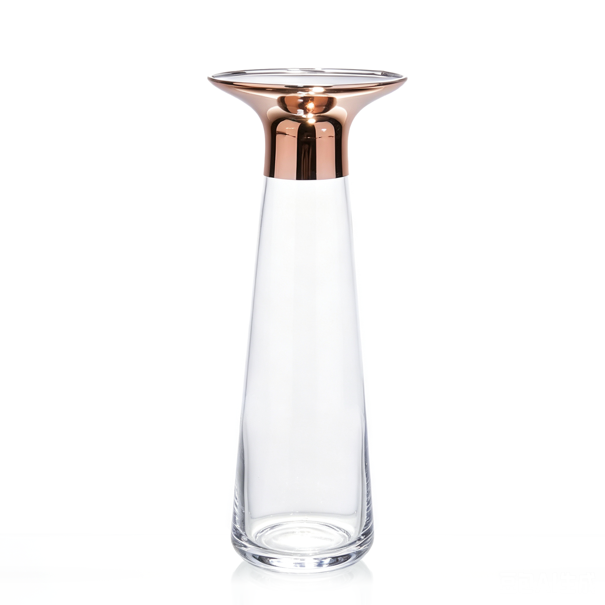10039	 D3.9"H9.8" - GLASS VASE WITH COPPER STRIPE