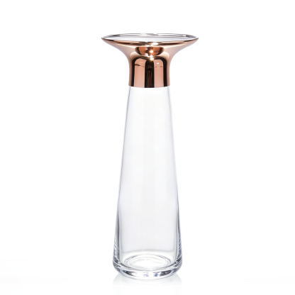 10039	 D3.9"H9.8" - GLASS VASE WITH COPPER STRIPE