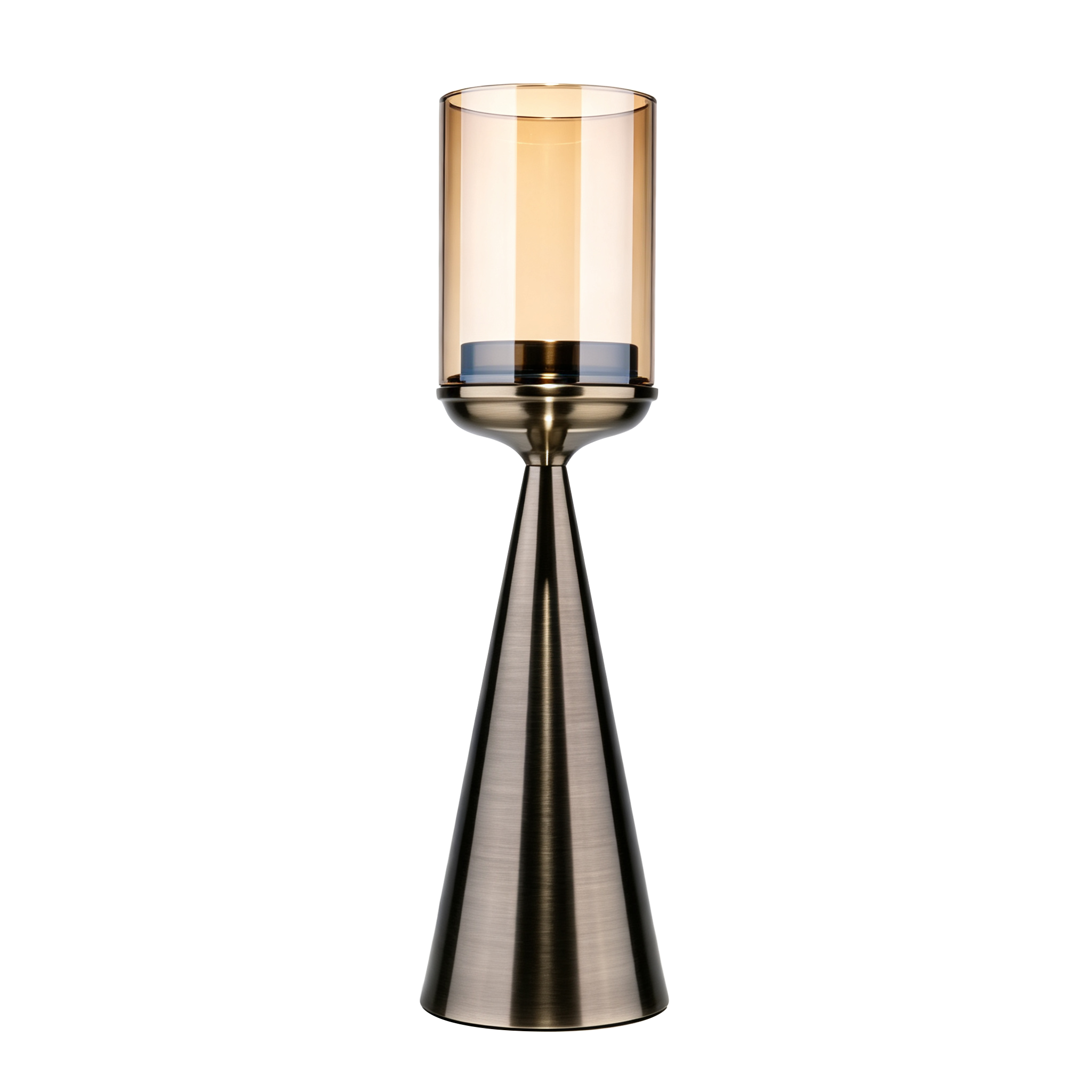 10046	 D5.1"H19.5" - METAL CANDLEHOLDER WITH GLASS HURRICANE