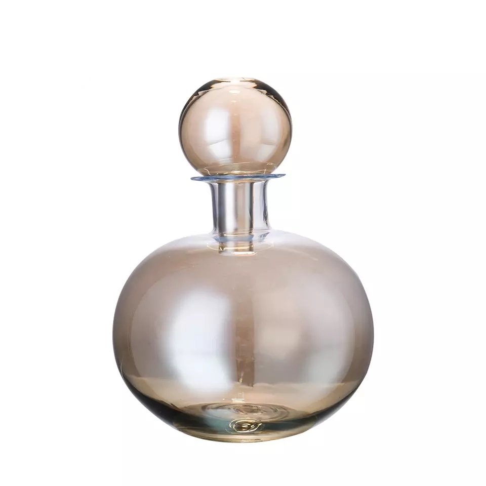 D7.9"H11" - GLASS BOTTLE VASE WITH LID