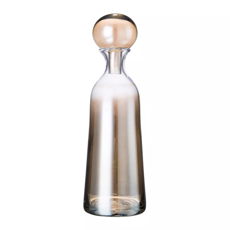 D4.9"H17.5" - GLASS BOTTLE VASE WITH LID
