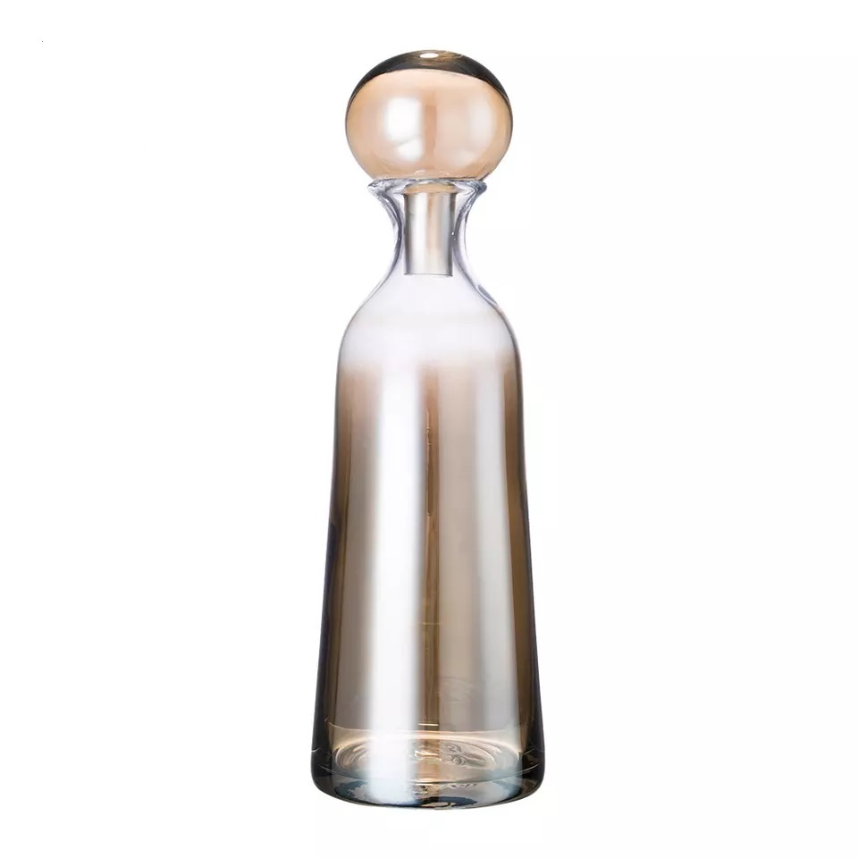 D4.9"H17.5" - GLASS BOTTLE VASE WITH LID