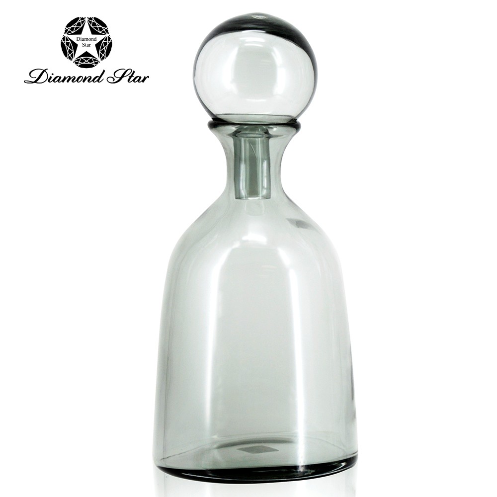 *D5.9"H12.6" - GLASS BOTTLE VASE WITH LID