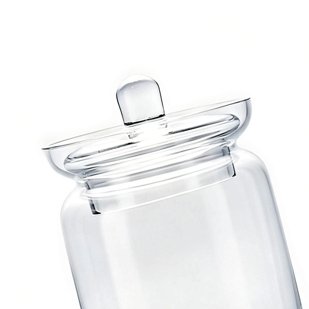 16072	 D4.1"H6.7" - GLASS APOTHECARY JAR WITH LID