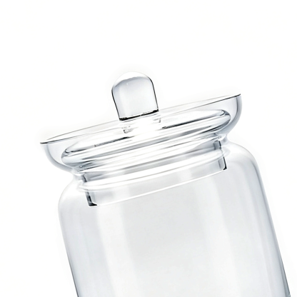 16072	 D4.1"H6.7" - GLASS APOTHECARY JAR WITH LID