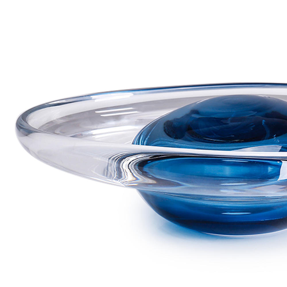 21579	 L11.4"W9"H3" - GLASS BOWL WITH SPHERE