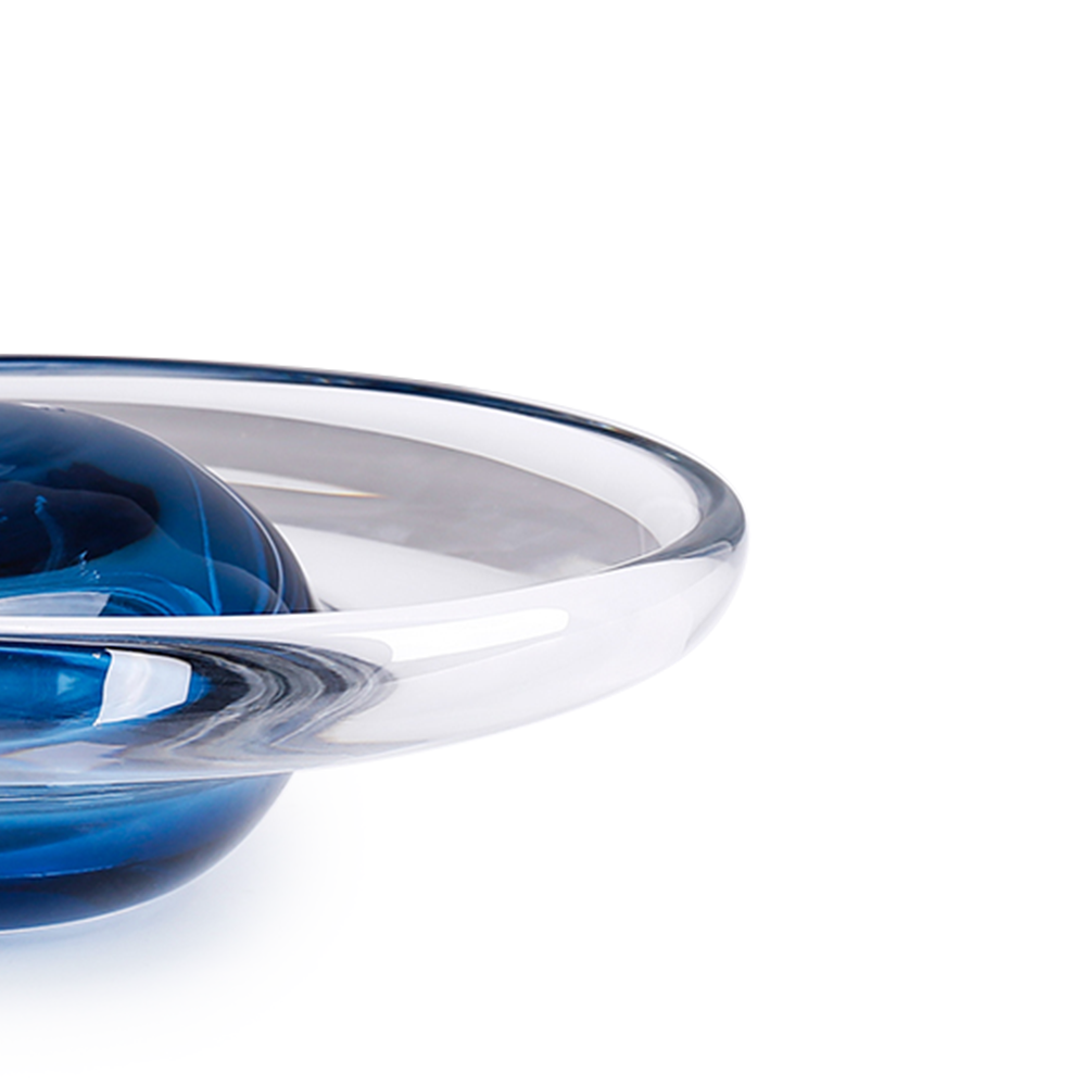 21579	 L11.4"W9"H3" - GLASS BOWL WITH SPHERE