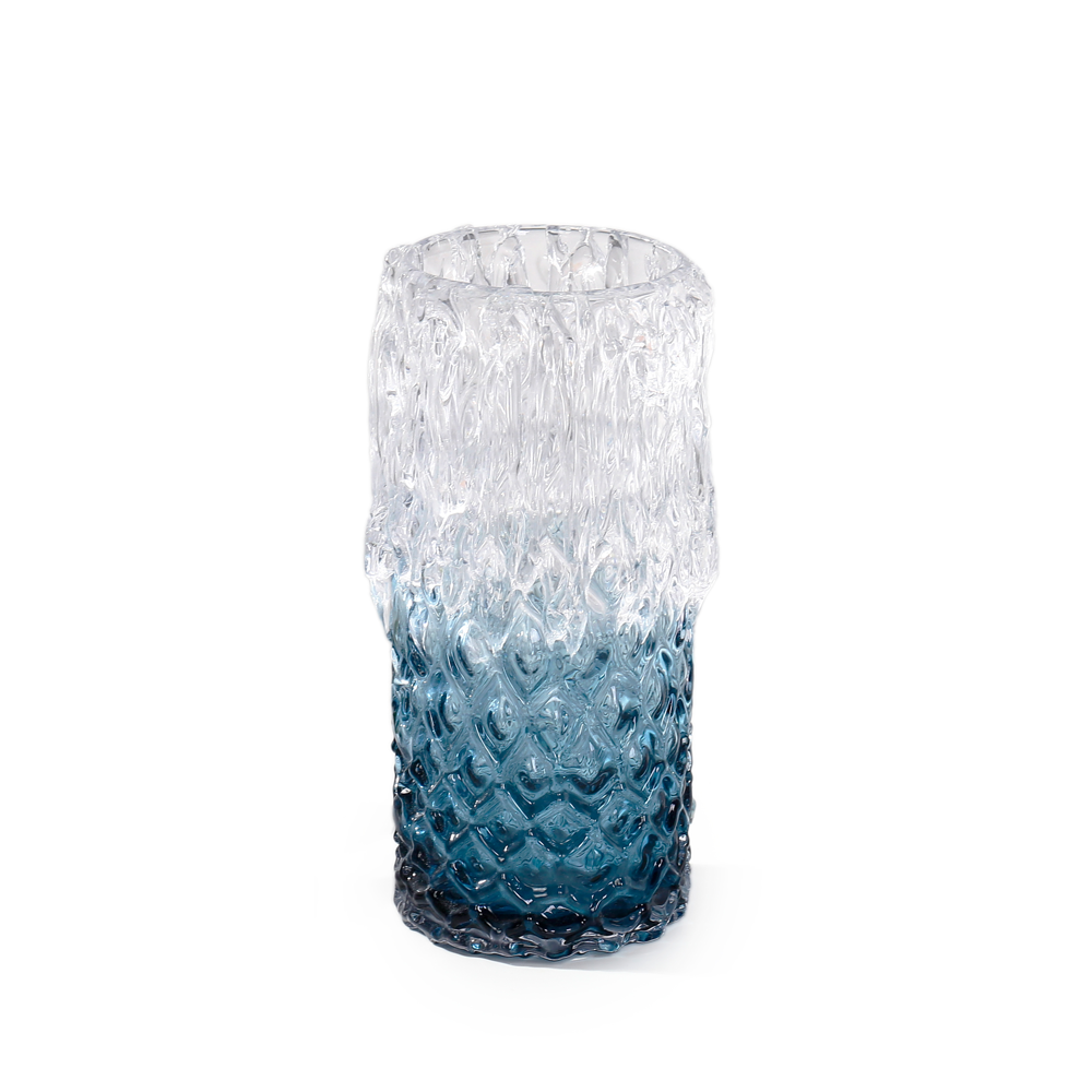 21597	 L5"W5"H10.5"GLASS VASE 6PC/CASE