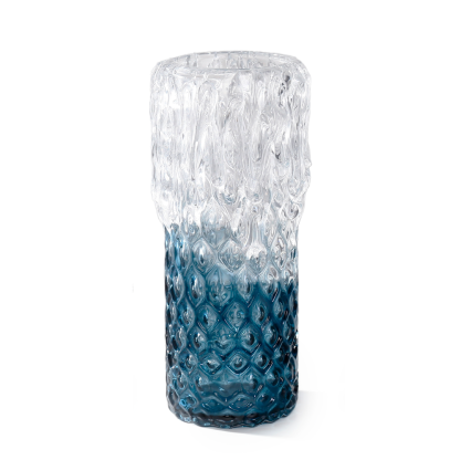 21598	 L5.5"W5.5"H12.5"GLASS VASE 4PC/CASE
