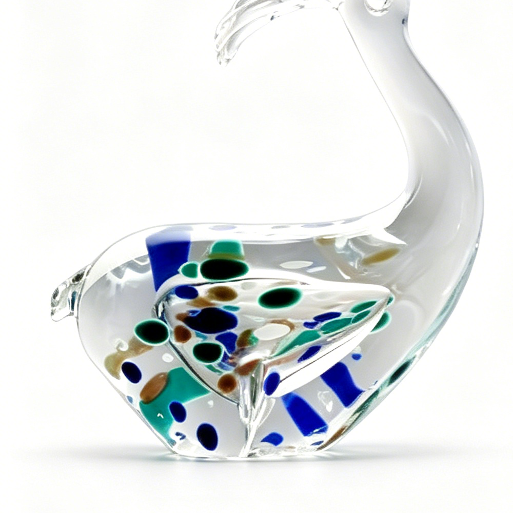 22034	 L4.7"W2.4"H5.5" - SET OF 2 GLASS PEACOCK FIGURINES