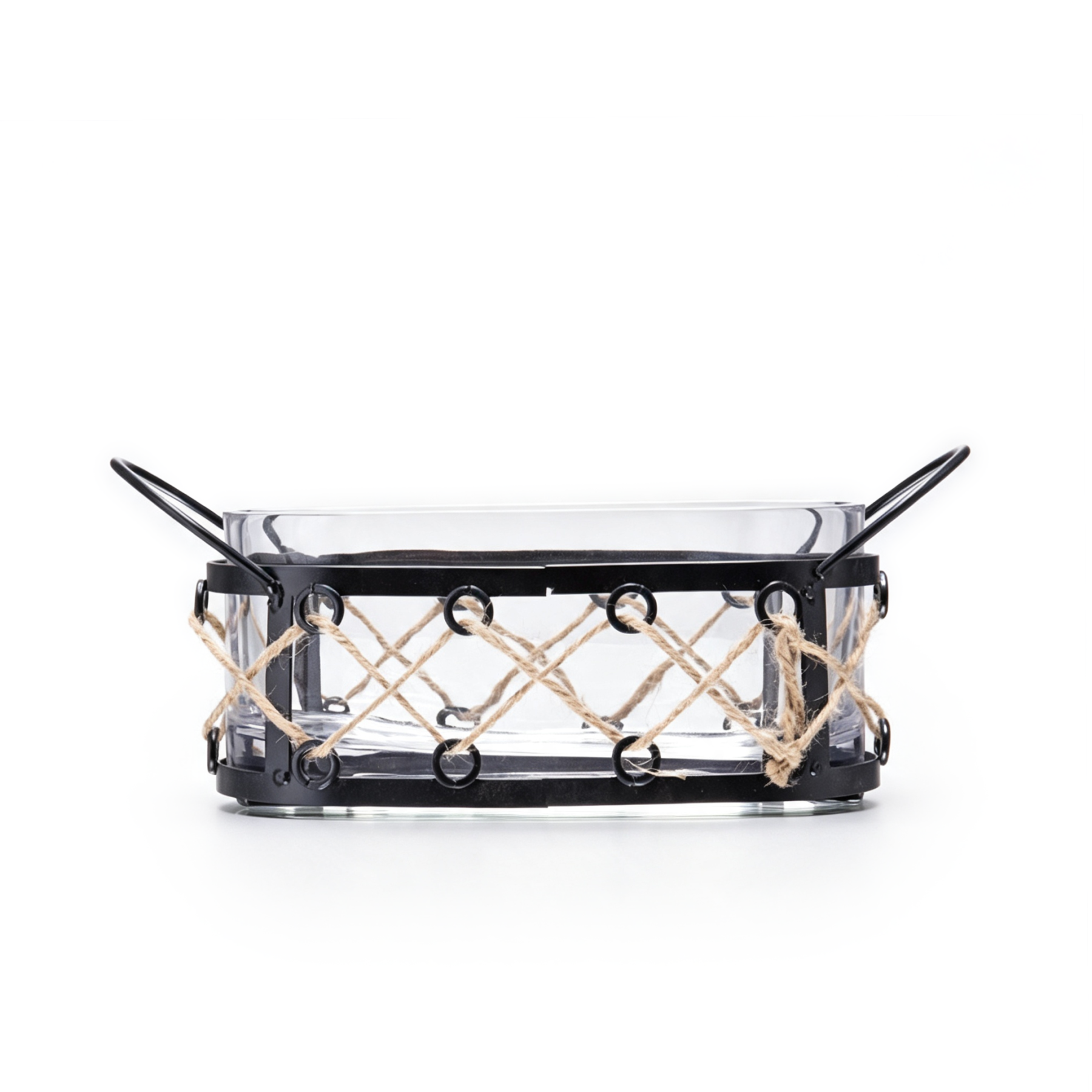 26123	 D3.5"H3.15" - GLASS PLANTER WITH METAL HOLDER