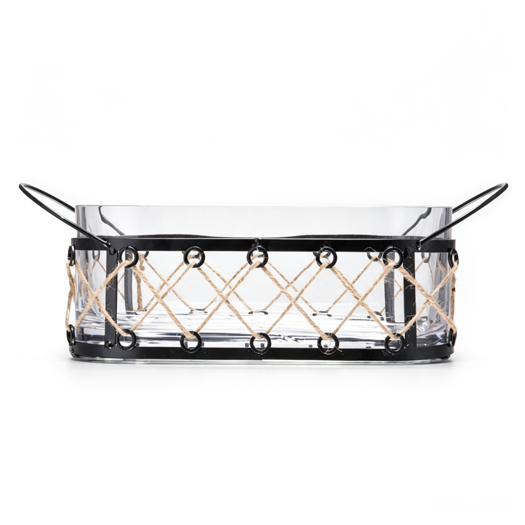 26124	 D4.5"H3.94" - GLASS PLANTER WITH METAL HOLDER