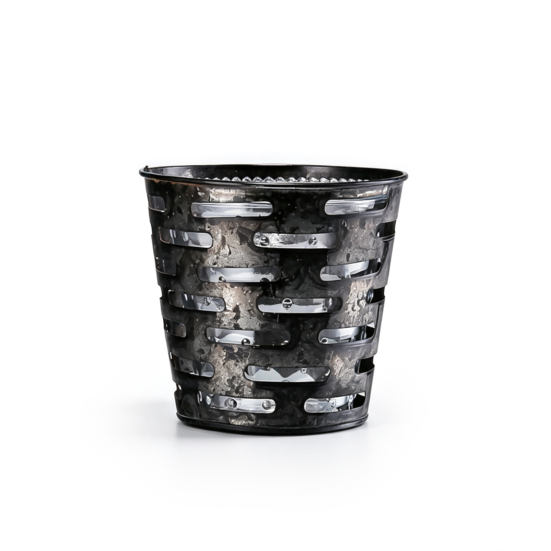 29002	 D5.1"H4.3" - GLASS  VASE WITH A METAL HOLDER