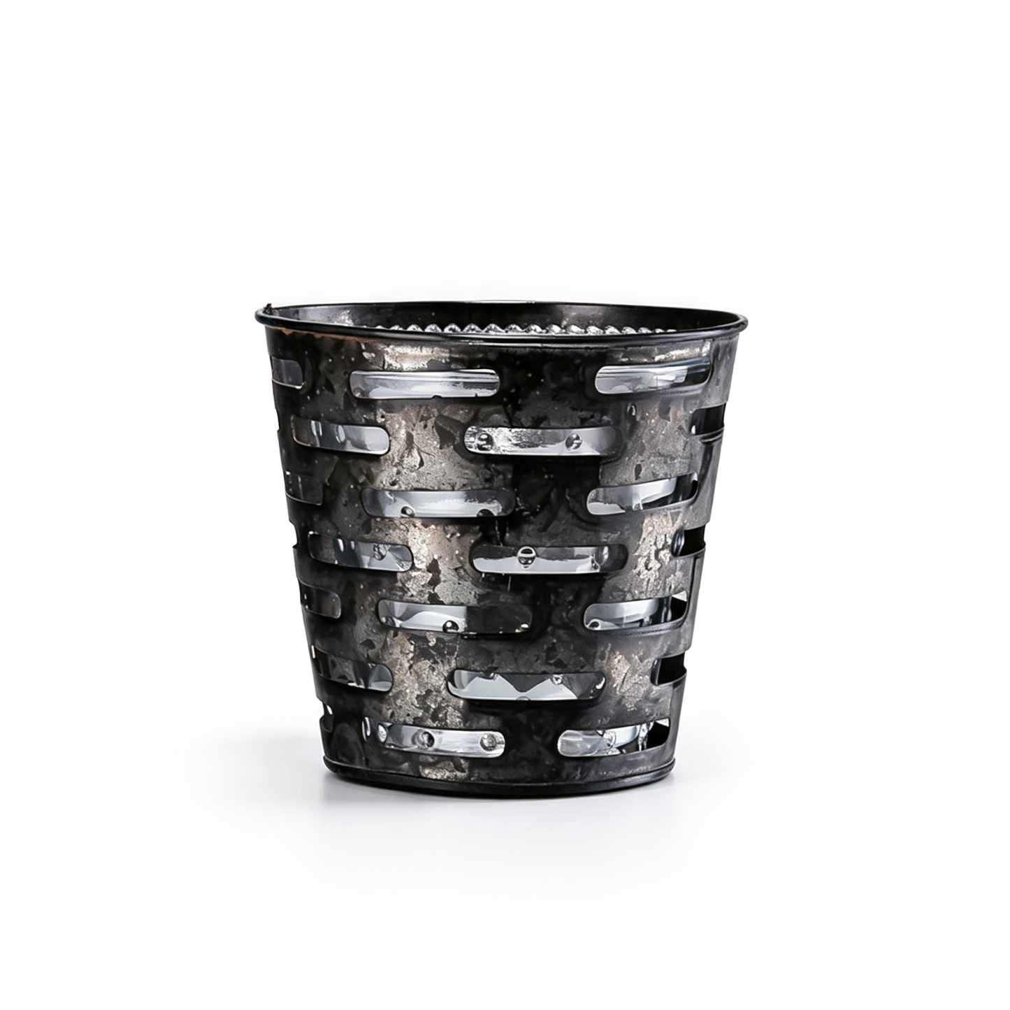 29002	 D5.1"H4.3" - GLASS  VASE WITH A METAL HOLDER
