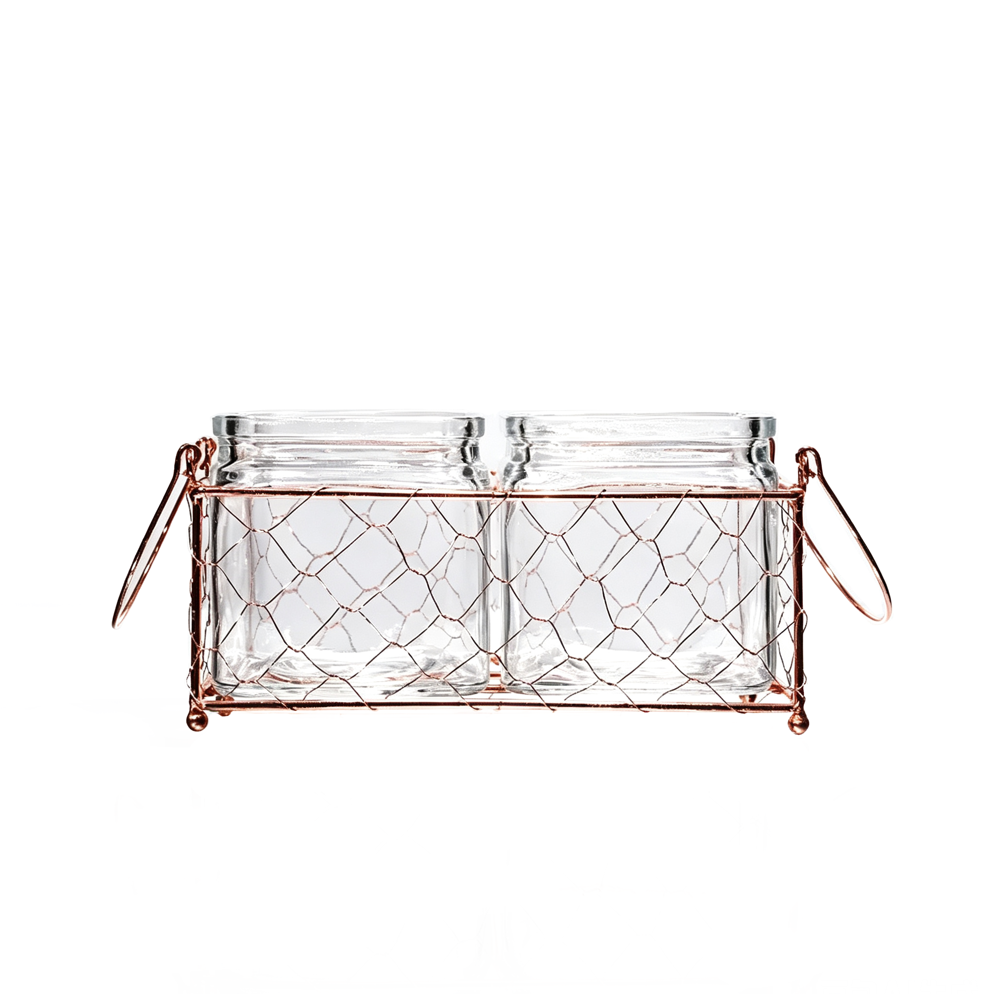 29024	 L8.7"W4.3"H4.3" - GLASS SQUARE VASE WITH A WIRE HOLDER