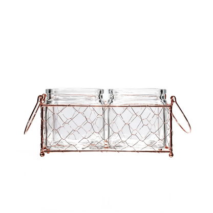 29024	 L8.7"W4.3"H4.3" - GLASS SQUARE VASE WITH A WIRE HOLDER