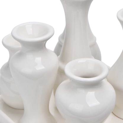 CA07044WH	 L6.3"W6.3"H5.6" - CERAMIC BUD VASE TRAY