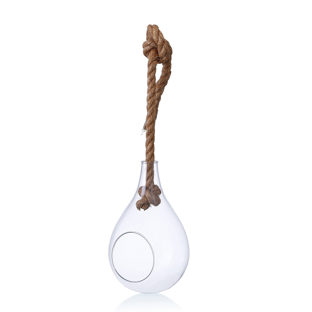 64515	 D7.5"H15.5" - TEARDROP HANGING ROPE TERRARIUM