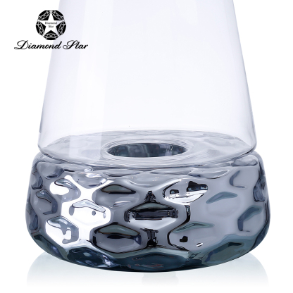 64853	 *D13.5"H17.5" - HURRICANE GLASS CANDLE HOLDER WITH TEXTURED