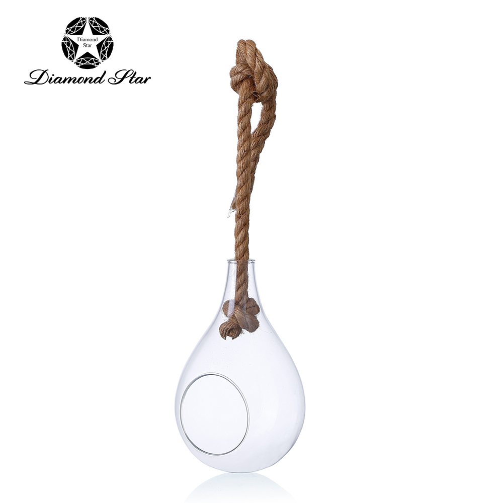 D7.5"H15.5" - TEARDROP HANGING ROPE TERRARIUM