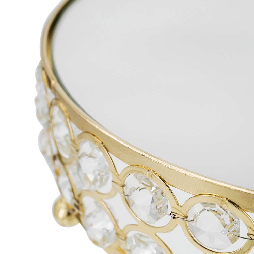 M20001	 D13.8/11.8/9.84" - SET OF 4 CRYSTAL CAKE STANDS WITH MIRROR