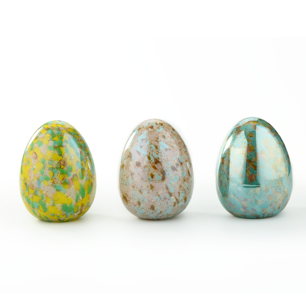 30113ASST	 D4.3"H5.9" - ASSORTED COLORS GLASS EASTER EGGS