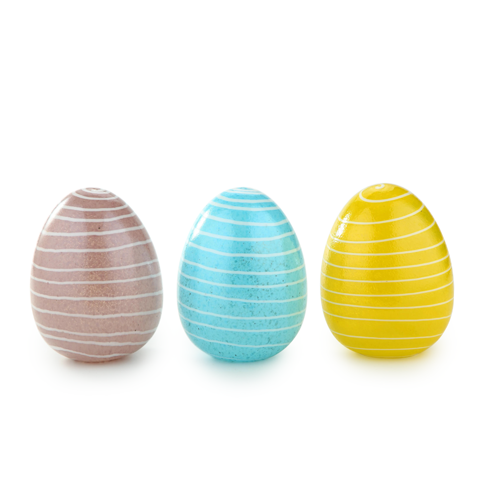 30114ASST	 D4.3"H5.9" - ASSORTED COLORS GLASS EASTER EGGS