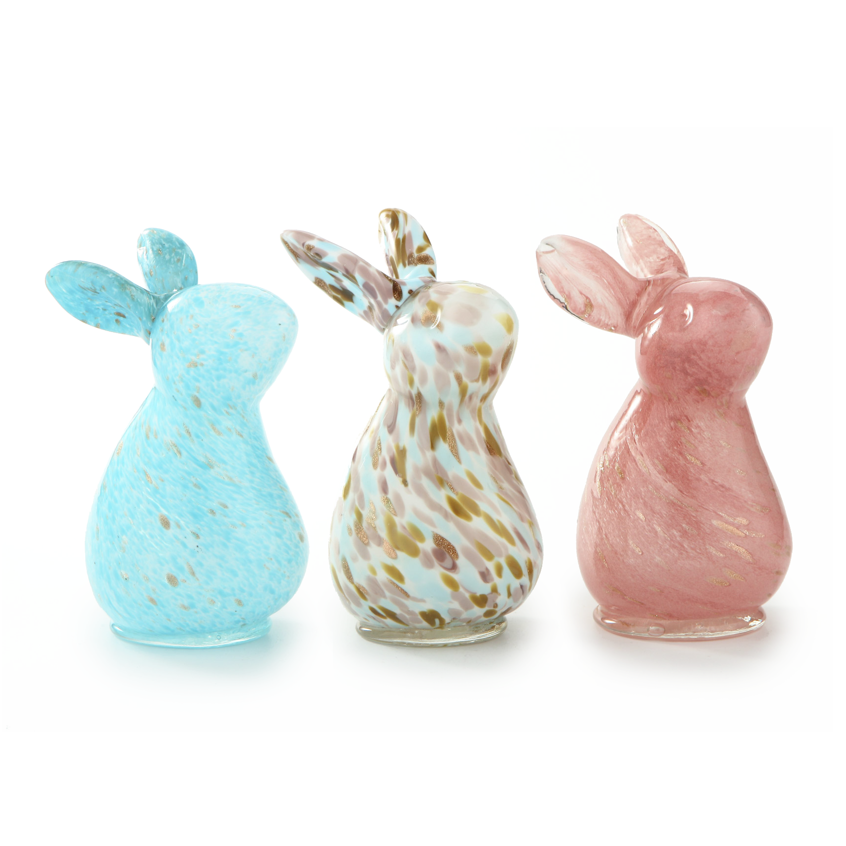 30115ASST	 L3.7"W3"H6.5" - ASSORTED COLORS GLASS BUNNIES