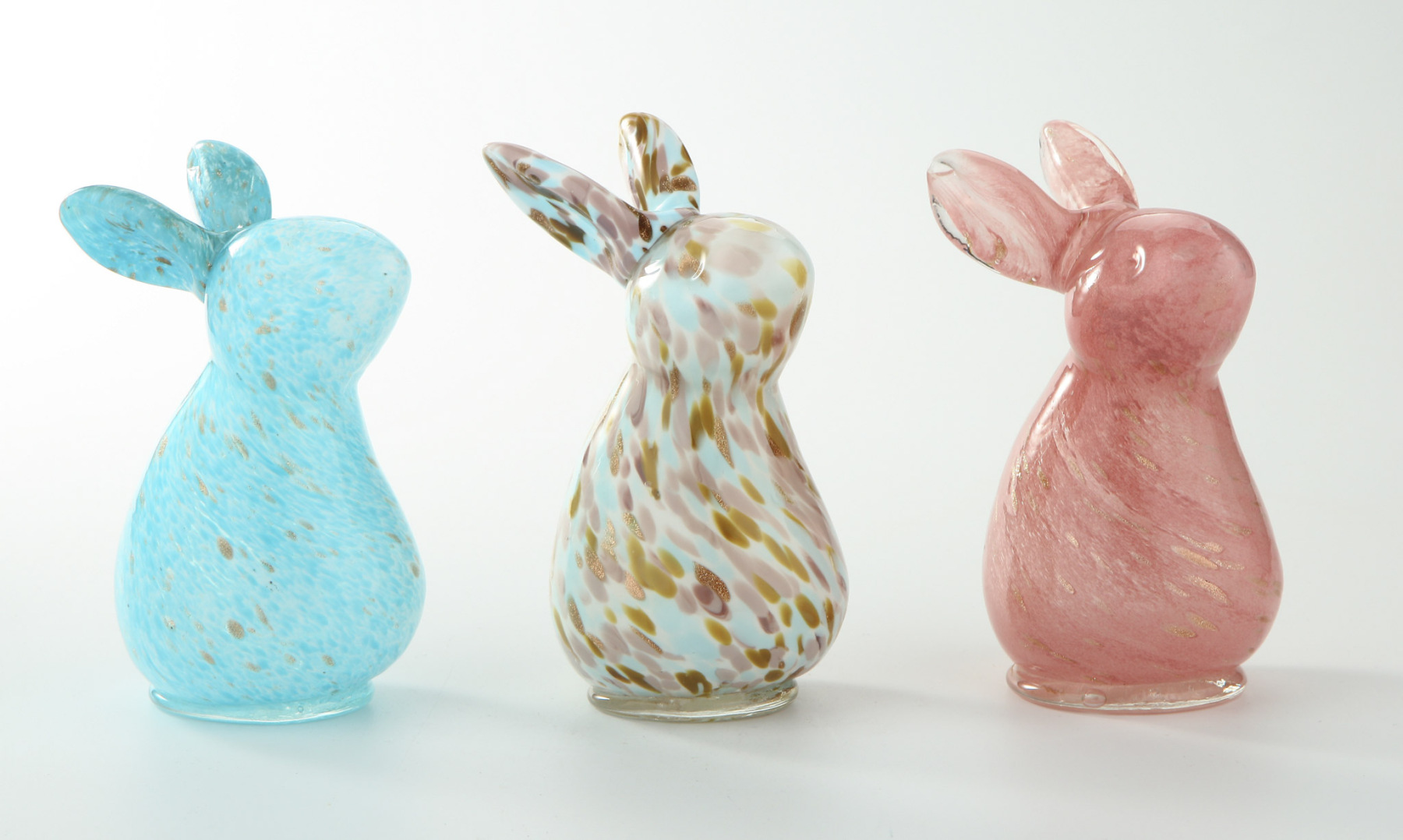 L3.7"W3"H6.5" - ASSORTED COLORS GLASS BUNNIES