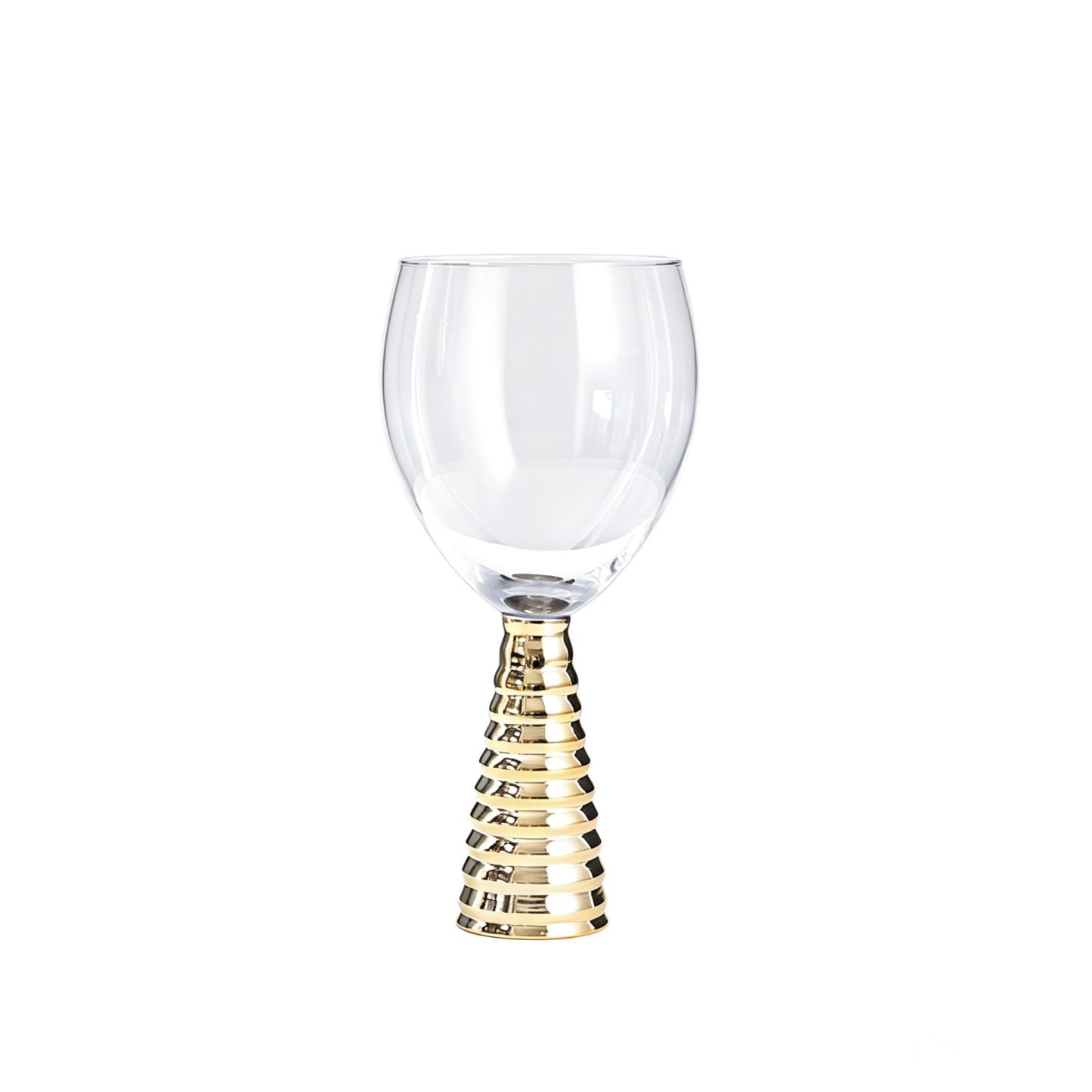 31011-1	 D3.5"H7.5" - WINE GLASS WITH GOLD STEM