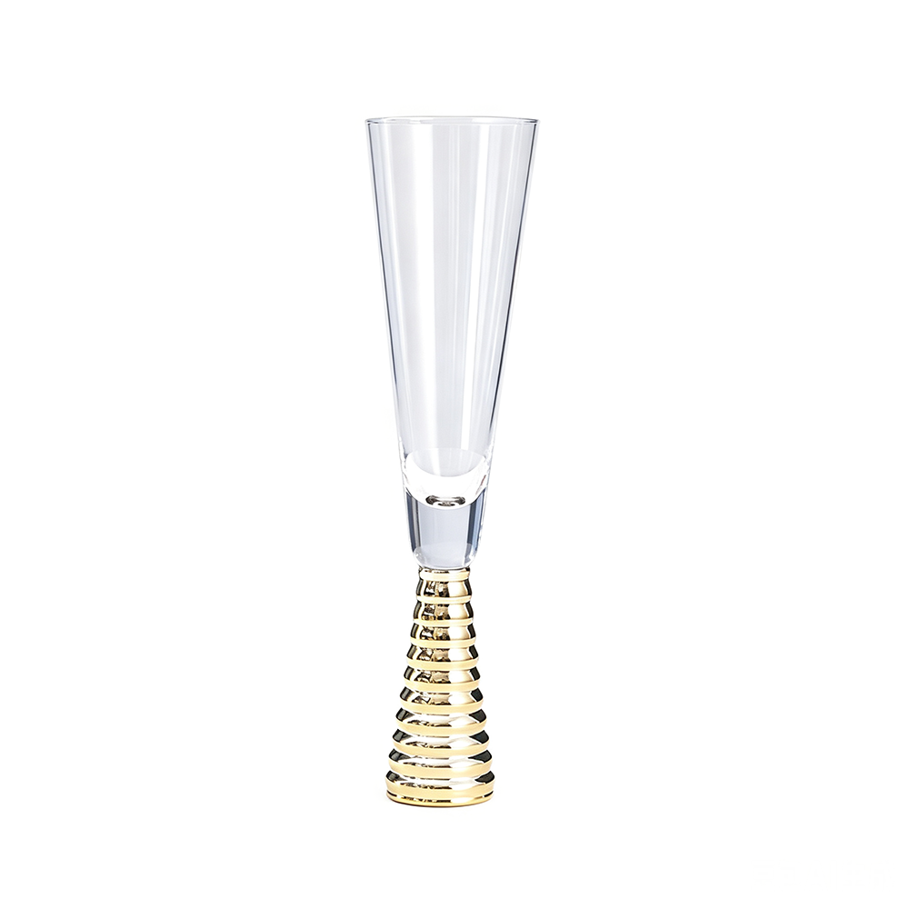 31012-1	 D2.4"H9.6" - CHAMPAGNE FLUTE WITH GOLD STEM