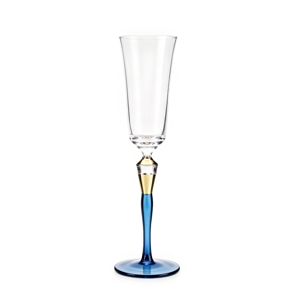 31029-1	 D3"H10.2" - CHAMPAGNE FLUTE WITH BLUE STEM