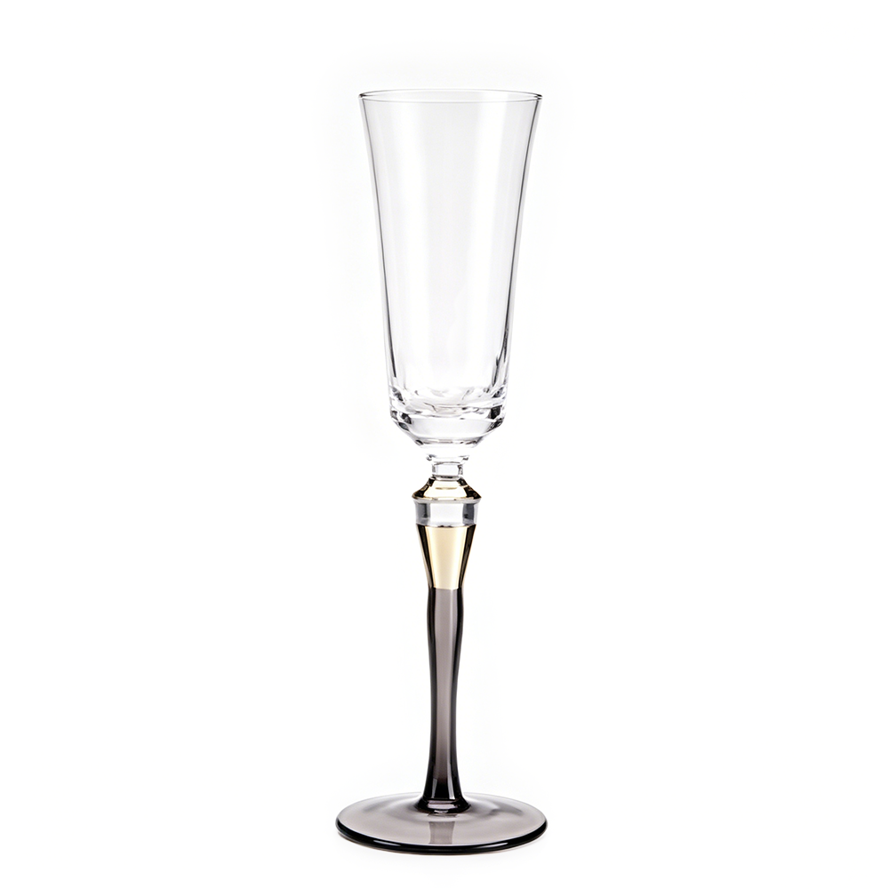 31030-1	 D3"H10.2" - CHAMPAGNE FLUTE WITH SMOKE STEM