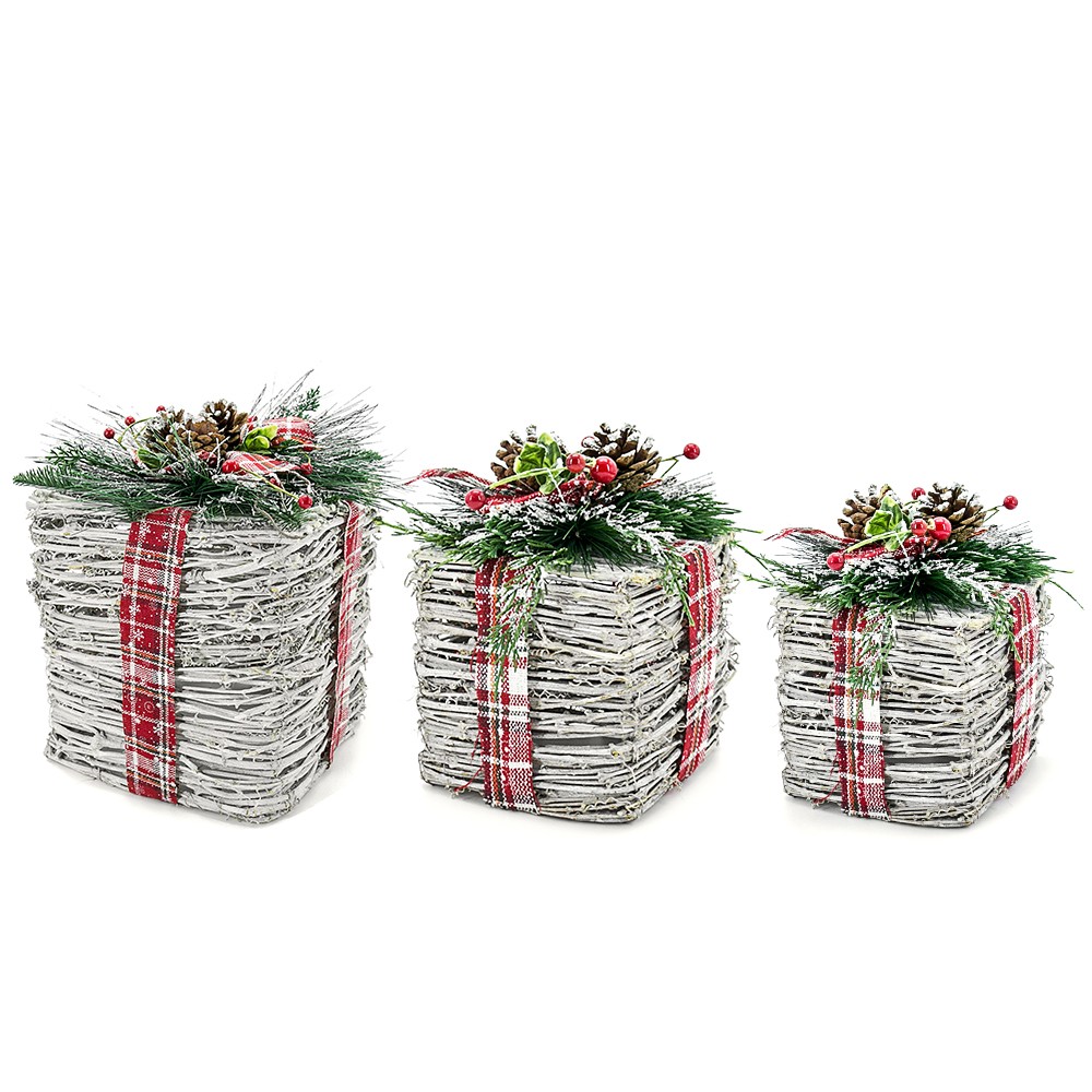 31041	 *D5.5/7.5/9.8" - SET OF 3 CHRISTMAS GIFT BOXES