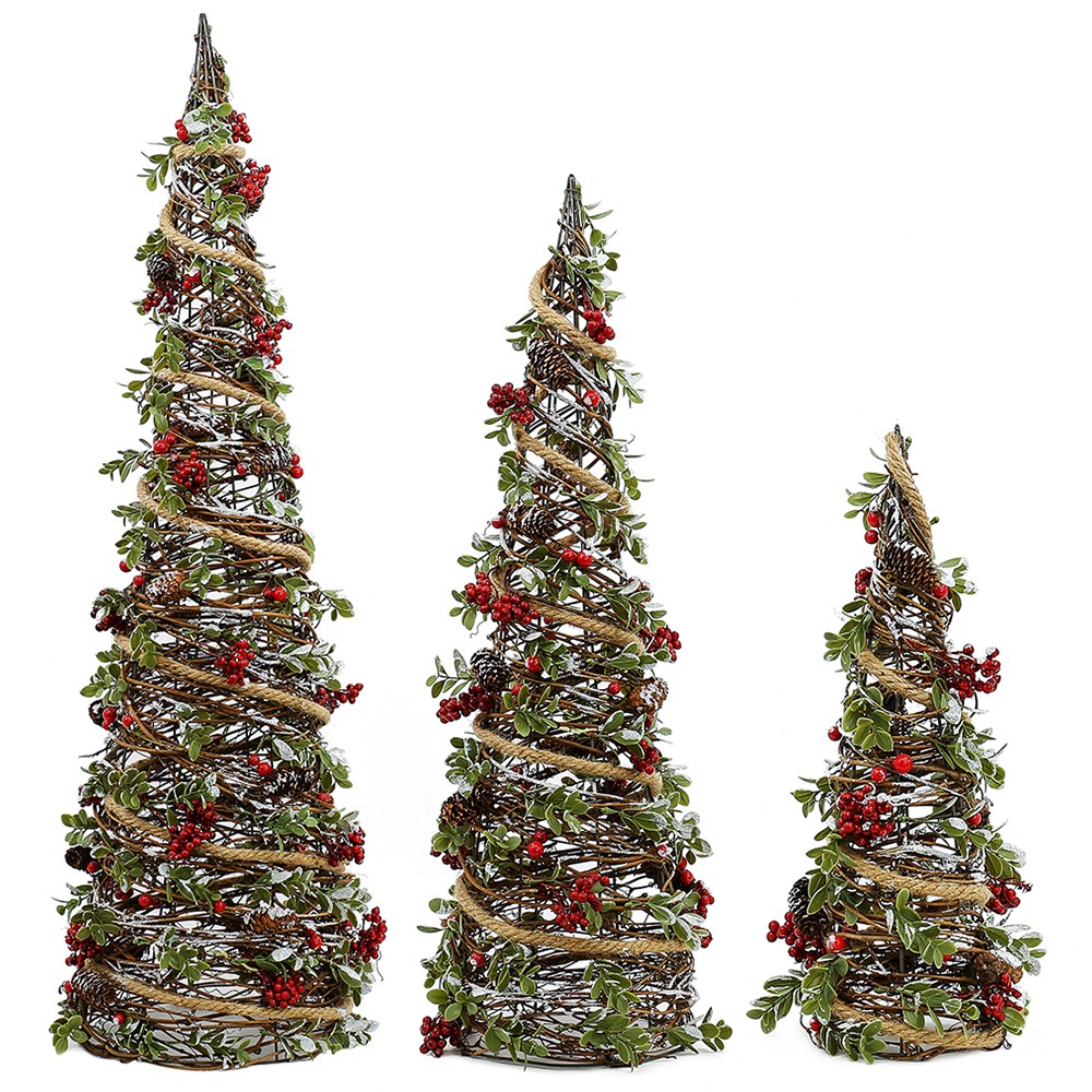 D4.7"7.1"9.8" - SET OF 3 CHRISTMAS CONE TREES