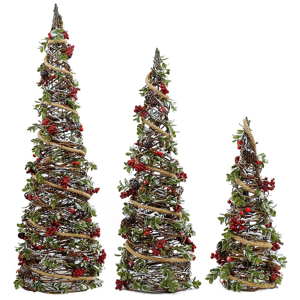 D4.7"7.1"9.8" - SET OF 3 CHRISTMAS CONE TREES