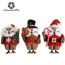 D5.9"H10.6" - SET OF 3 CHRISTMAS OWL FIGURINES