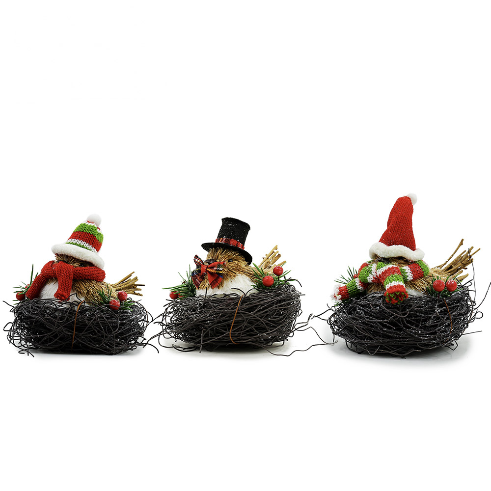 L3.9"W4.3"H3.9" - SET OF 3 BIRDS IN NEST