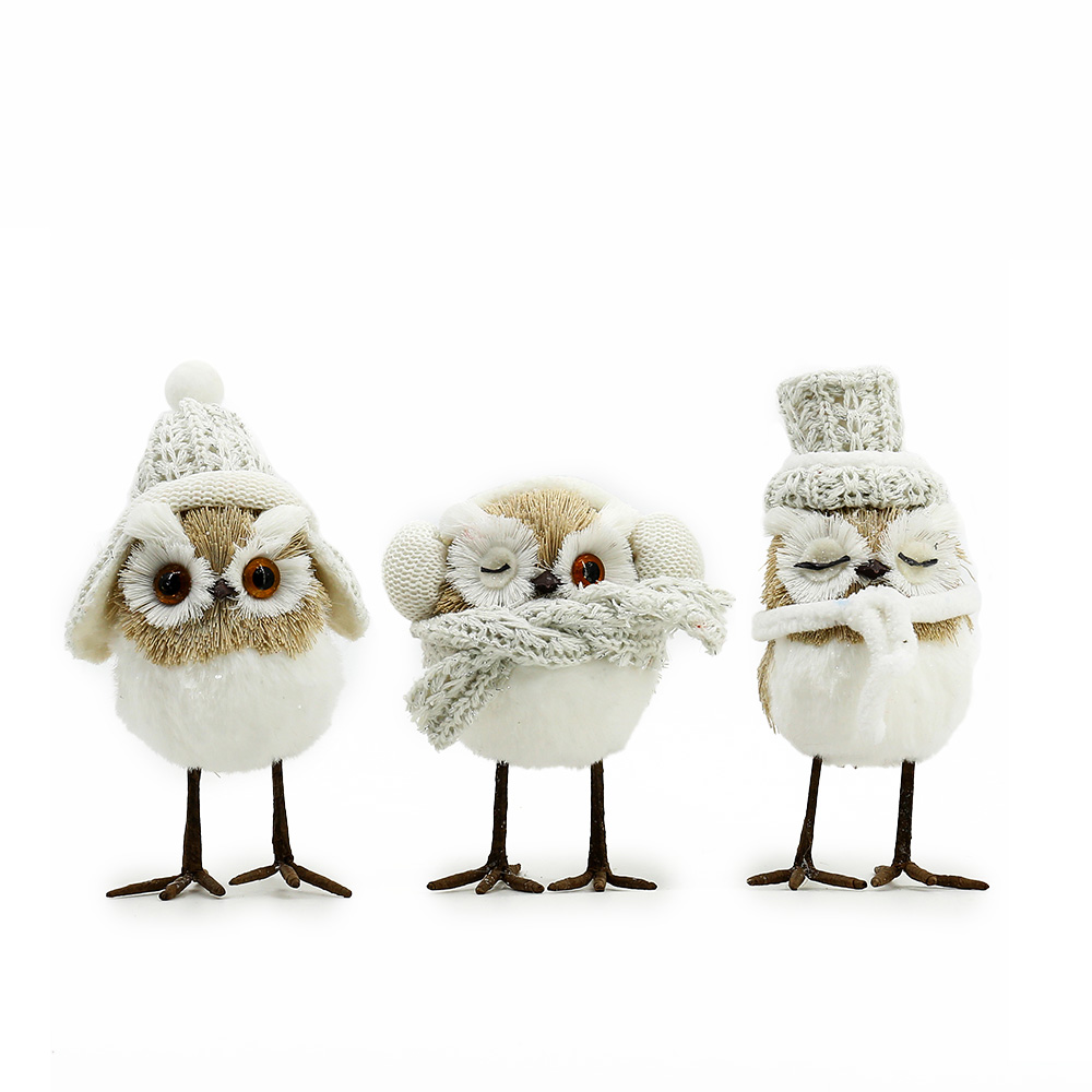 31214	 L3.9"W3.9"H6.3" - SET OF 3 CHRISTMAS OWLS