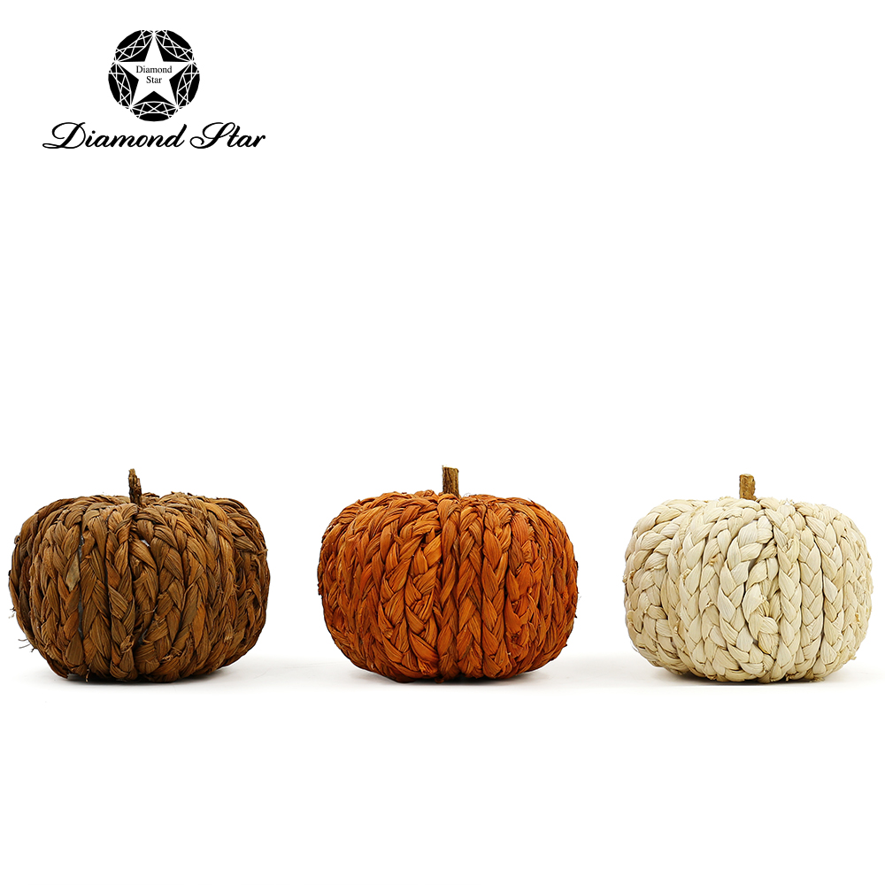 L7.5W3.9H3.5" - BRAIDED PUMPKINS AUTUMN DECORATION